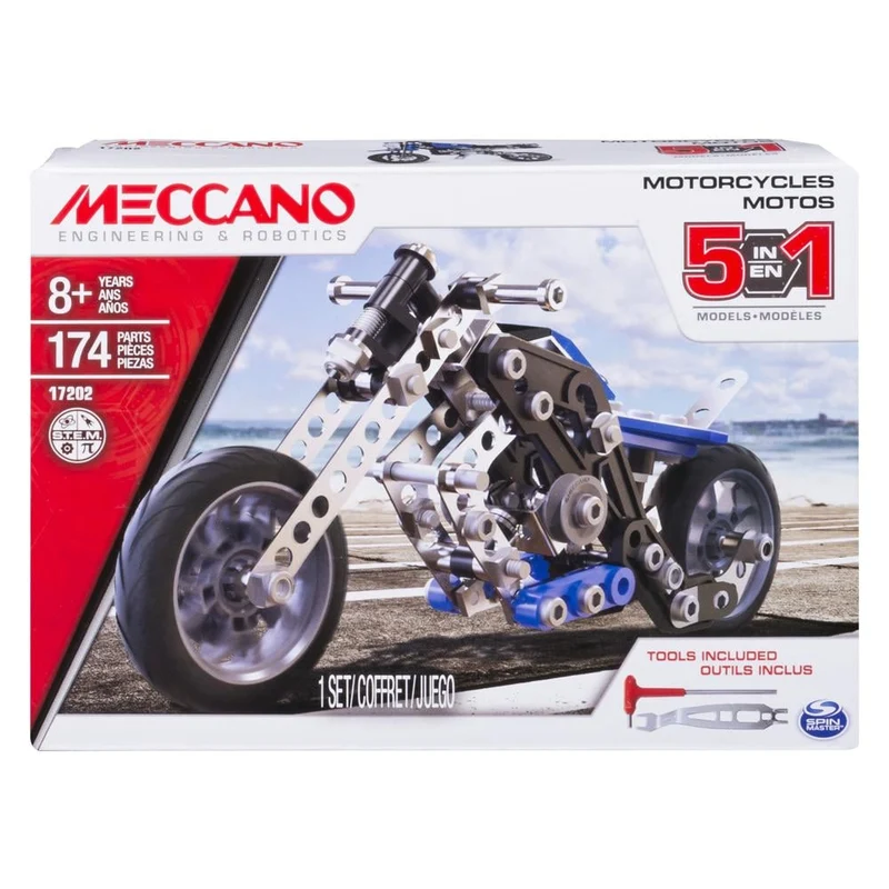 Meccano - Ensemble 5 modèles Moto de course Bleue