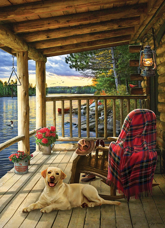 Casse-tête à plateau "Lake Cabin Labrador" 35 pcs