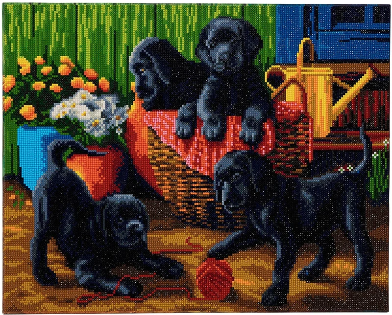 Crystal Art Chiots labrador noirs