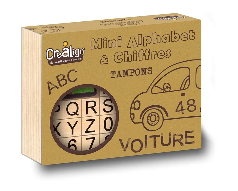 Coffret d'étampes mini alphabet et chiffres
