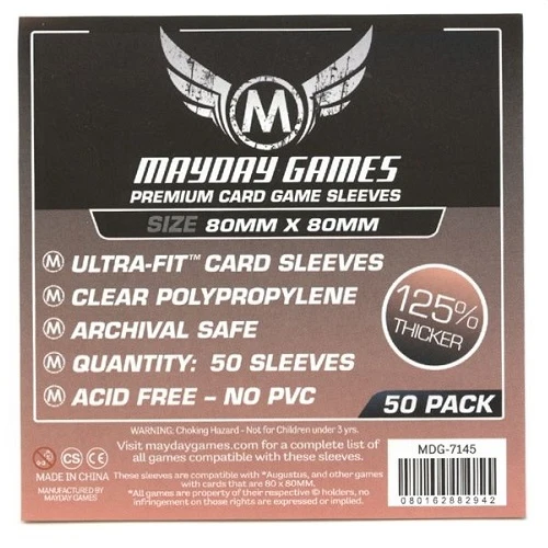 Protecteurs de cartes carres 80mm X 80mm Pqt. 50