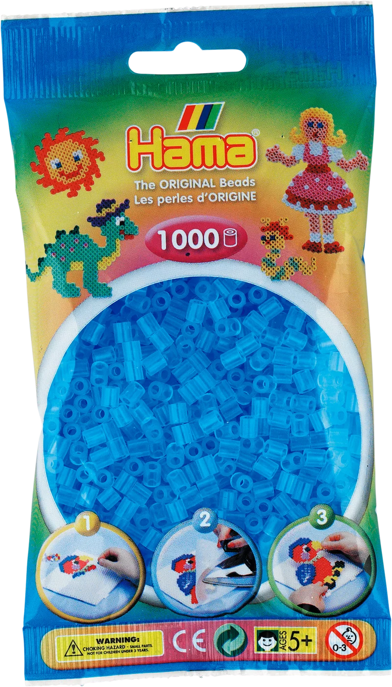 Sac de 1000 billes HAMA, aqua translucide