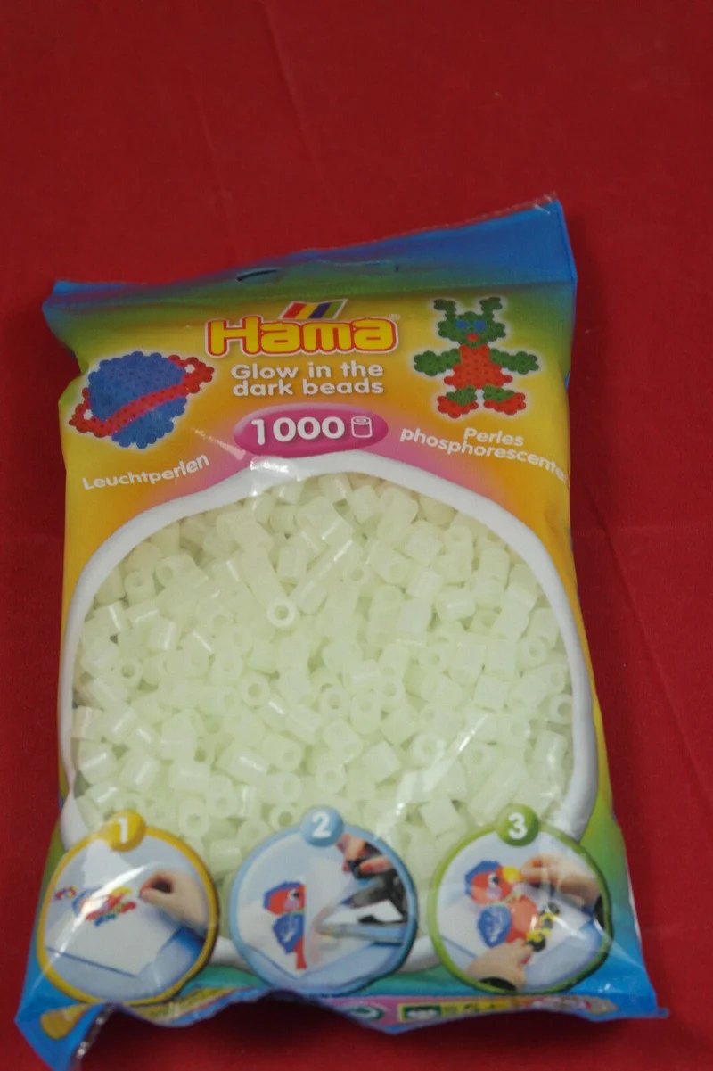 Sac de 1000 billes HAMA, vert foncé phosphorescent