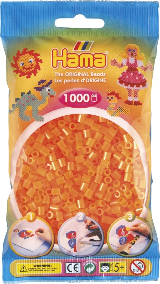 Sac de 1000 billes HAMA, orange néon