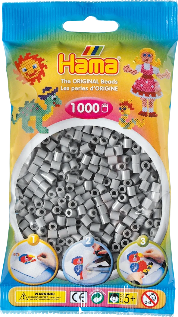 Sac de 1000 billes HAMA, gris