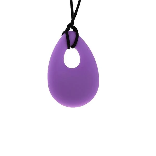 Collier mâchouille pendentif goutte mauve ou noir